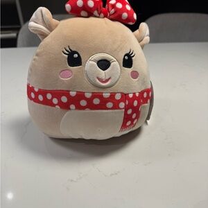 Squishmallow Plush with Red Polka Dot Bow